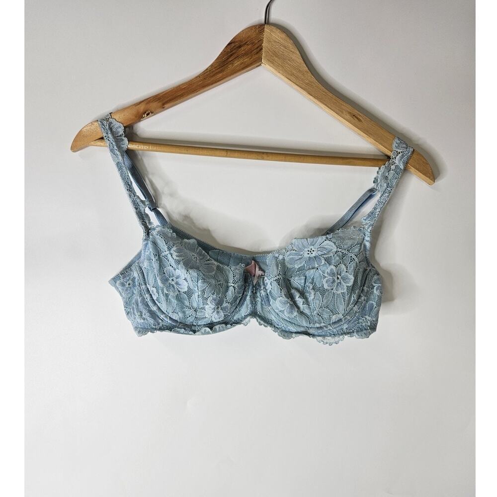 Victoria's Secret Vintage Y2K Blue Lace Demi Cup Underwire Bra 36B